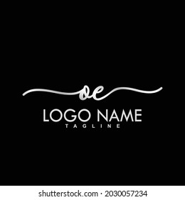OE Initial Handwriting Logo Design Vector