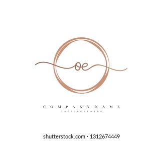 OE initial handwriting logo template vector