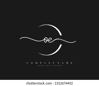 OE initial handwriting logo template vector