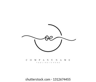 OE initial handwriting logo template vector