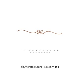 OE initial handwriting logo template vector