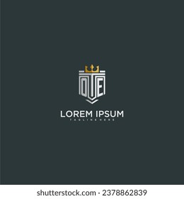 OE initial monogram for crown and shield logo design