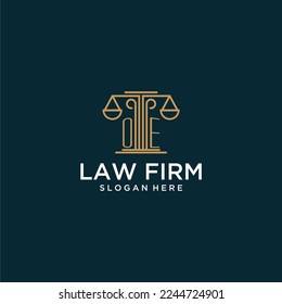 OE initial monogram logo for lawfirm with scale vector design