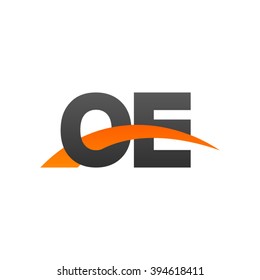 OE initial overlapping swoosh letter logo black orange