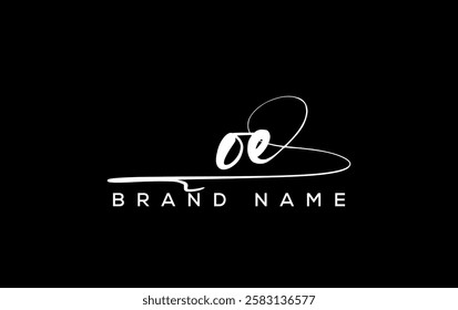 OE letter beauty handwriting vector logo. 