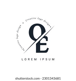 OE Letter Logo Design mit einer kreativen Schnitt. Kreatives Logo-Design