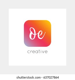 OE logo, vector. Useful as branding, app icon, alphabet combination, clip-art.