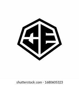 OE monogram logo with hexagon shape and line rounded style design template isolated on white background