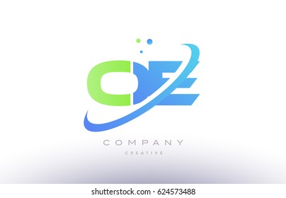 oe o e alphabet green blue swoosh letter company logo vector icon design template