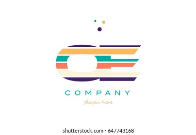 oe o e alphabet letter logo colors colorful line stripe font creative text dots company vector icon design template