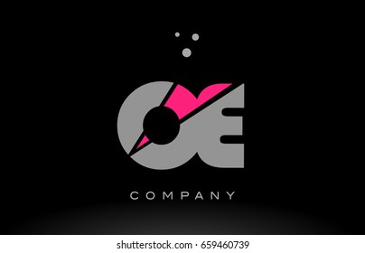 oe o e alphabet letter logo pink grey black creative company vector icon design template
