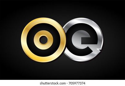 OE O E gold golden silver alphabet letter metal metallic grey black white background combination join joined together logo vector creative company identity icon design template modern