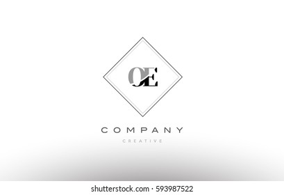oe o e  retro vintage black white alphabet company letter logo line design vector icon template 