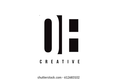 OE O E White Letter Logo Design with Black Square Vector Illustration Template.