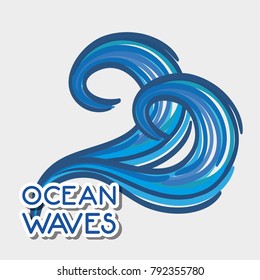 oean waves with cute shapes design