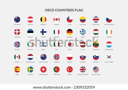OECD countries flag icons collection