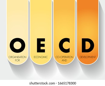 OECD Organisation for Economic Co-operation and Development - global policy forum that promotes policies to improve the economic and social well-being of people, acronym text concept