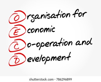 OECD - Organisation for Economic Co-operation and Development acronym, business concept background