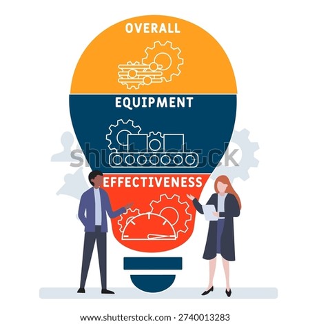 OEE - Overall Equipment Effectiveness acronym. business concept background. vector illustration concept with keywords and icons. lettering illustration with icons for web banner, flyer, landing