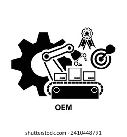 OEM Icon. OEM Original Equipment Manufacturer isolate on background vector illustration