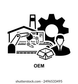 OEM Icon. OEM Original Equipment Manufacturer isolate on background vector illustration