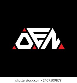 OEN triangle letter logo design with triangle shape. OEN triangle logo design monogram. OEN triangle vector logo template with red color. OEN triangular logo Simple, Elegant, and Luxurious design.
