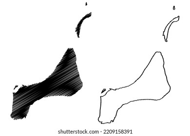 Oeno island (United Kingdom of Great Britain and Northern Ireland, Pacific Ocean, Pitcairn Islands Archipelago, UK, British Overseas Territory) map vector illustration, scribble sketch Holiday map