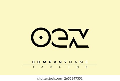 Diseño de carta abstracta OEX. Diseño moderno del logotipo del negocio con tipografía Abstractas y estilo contemporáneo