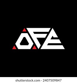 OFE triangle letter logo design with triangle shape. OFE triangle logo design monogram. OFE triangle vector logo template with red color. OFE triangular logo Simple, Elegant, and Luxurious design.