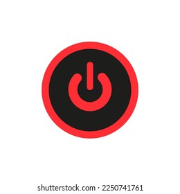 Off button red black. Computer technology concept. Vector illustration.