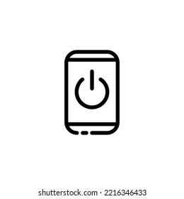 Off button with smartphone line icon. Off Toggle Switch Buttons Modern Devices User Interface Mockup or Template Vector black line icon on a white background