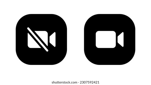 Aus der Kamera, stumm Videosymbol, Vektorgrafik einzeln auf quadratischem Hintergrund