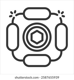 Off Chain Outline Icon Vector Illustration