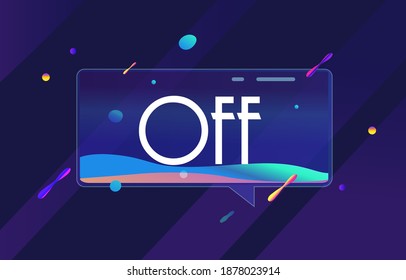 OFF in design banner. vector template for web, print, presentation . Simple banner with minimal phrase. Trendy flat geometric print. Creative vector stock decoration.