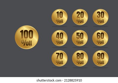 Off Discount Coins Numbers icons