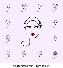 Off face hat, girl icon. Hat, girl icons universal set for web and mobile