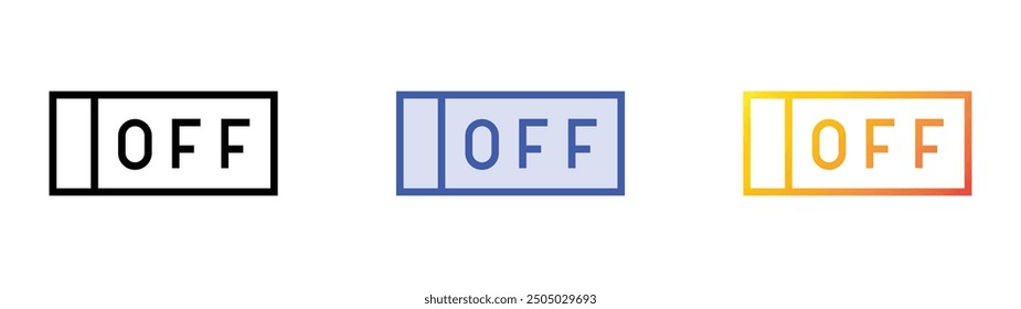 off icon. Linear, Blue Fill and Gradient Style Design Isolated On White Background