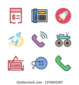 Off Icon Set. Vector Set About Rocket, Monster Truck, Rocket Ship And Paid Icons Set.