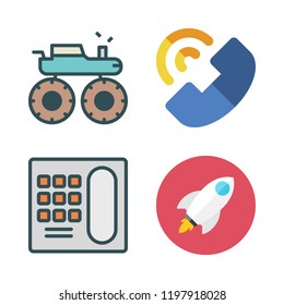 off icon set. vector set about rocket ship, monster truck and telephone icons set.