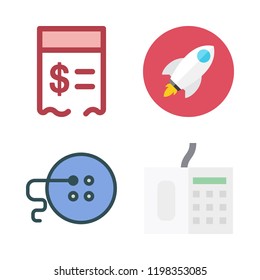 off icon set. vector set about paid, telephone, button and rocket ship icons set.
