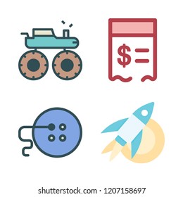 Off Icon Set. Vector Set About Monster Truck, Button, Paid And Rocket Icons Set.