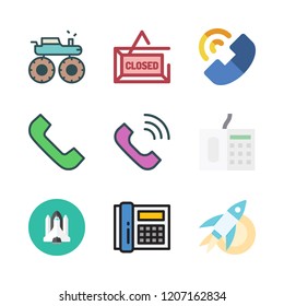 off icon set. vector set about monster truck, closed, telephone and rocket icons set.