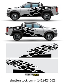 Off load truck 4 wheel drive and car graphic vector. abstract lines with gray background design for vehicle vinyl wrap