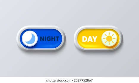 Off on button, day and night mode theme. Vector illustration 