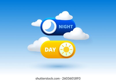 Off on button, day and night mode theme. Vector illustration 