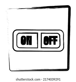 off on button, strokes in brush frame, vector illustration.