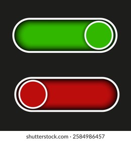 Off On Button template design isolated black background. Perfect green and red online Button. Vector illustration can used web site online shop template design. EPS 10