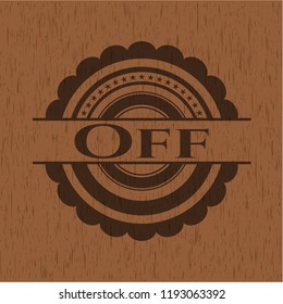 Off retro style wooden emblem