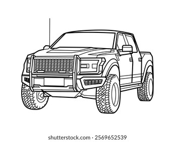 Off road 4wd car line art illustration