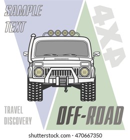 Off road 4x4 car truck banner vector illustration